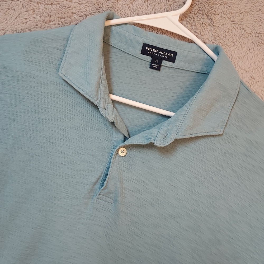 Peter Millar Polo Shirt Mens Extra Large Crown Crafted Blue Pima Cotton Preppy